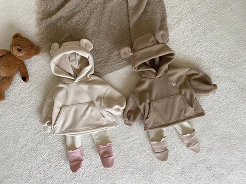 Children's autumn bear hooded sweater baby cute coat or can be matched with bottom socks